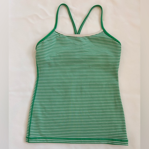 lululemon athletica Tops - Lululemon Green Striped Tank. Size 6